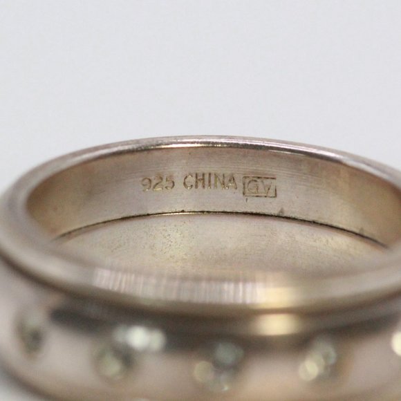STERLING SILVER CHINA SPINNER RHINESTONES MEN'S RING - Picture 4 of 4